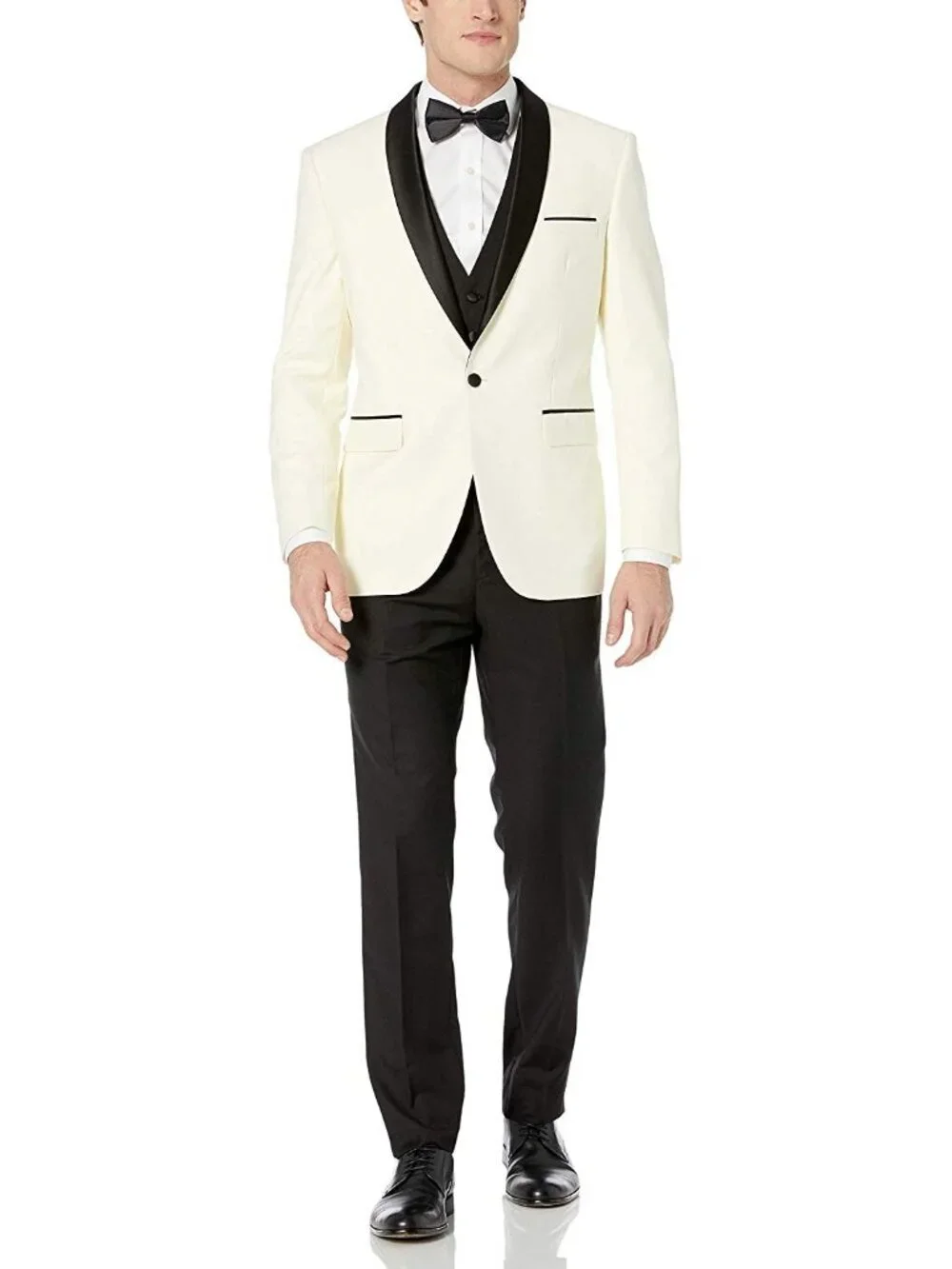 Men’s Ivory Tuxedo 3 Piece 100% Wool Statement 40R NWT